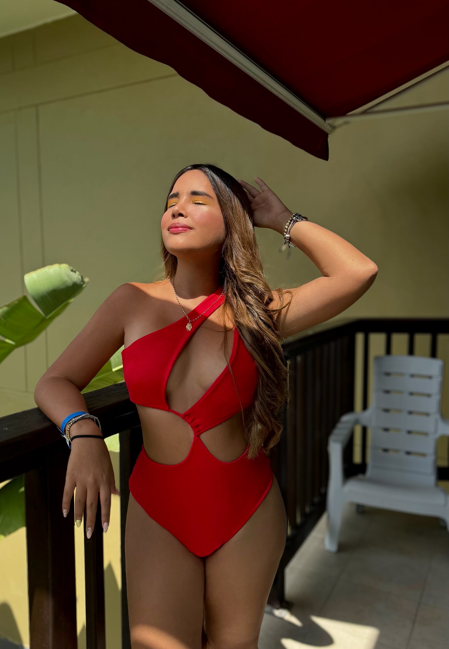 Traje de baño Color rojo escote - Main Image